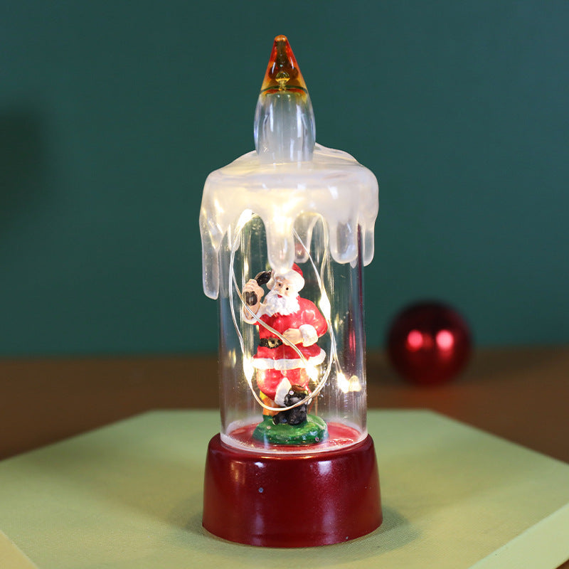 Adorno navideño LED cálido de plástico con diseño de árbol, muñeco de nieve o Papá Noel y luces de alambre de cobre para decoración interior