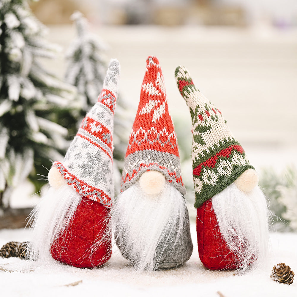 Muñeco decorativo navideño forestal de tejido no tejido con gorro de copos de nieve y tamaño compacto para interiores