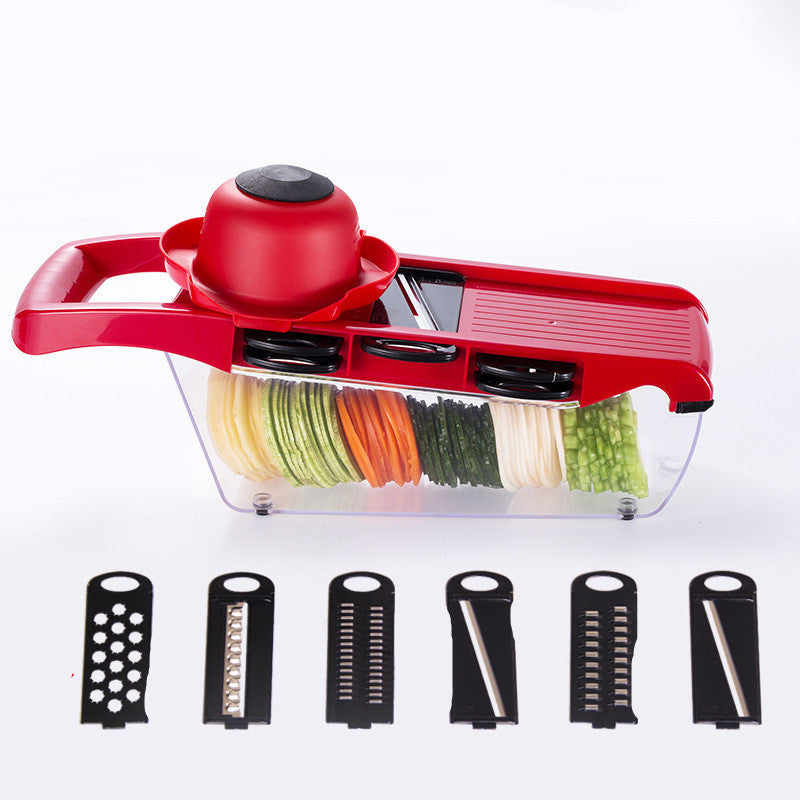 Cortador de verduras multifuncional 6 en 1 con rallador y recipiente