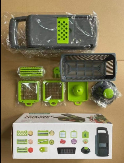 Cortador de verduras multifuncional 6 en 1 con rallador y recipiente