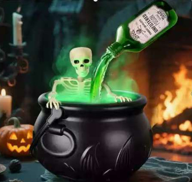 Caldero Mágico con Luz y Niebla – Decoración Interactiva de Halloween