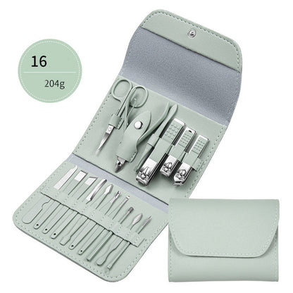 Set Profesional de Manicura y Pedicura en Acero Inoxidable con Estuche de Cuero