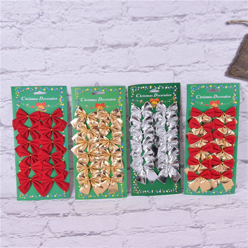 lazo decorativo navideño de poliéster con acabado brillante en tonos rojo, dorado o plateado para árboles y regalos