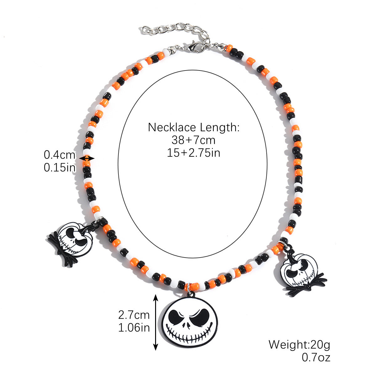 Collar Halloween con Colgante de Murciélago, Calabaza, Fantasma y Araña – Aleación de Zinc Galvanizada