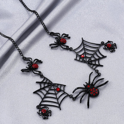 Collar de Araña y Telaraña – Aleación Galvanizada Estilo Gótico y Halloween