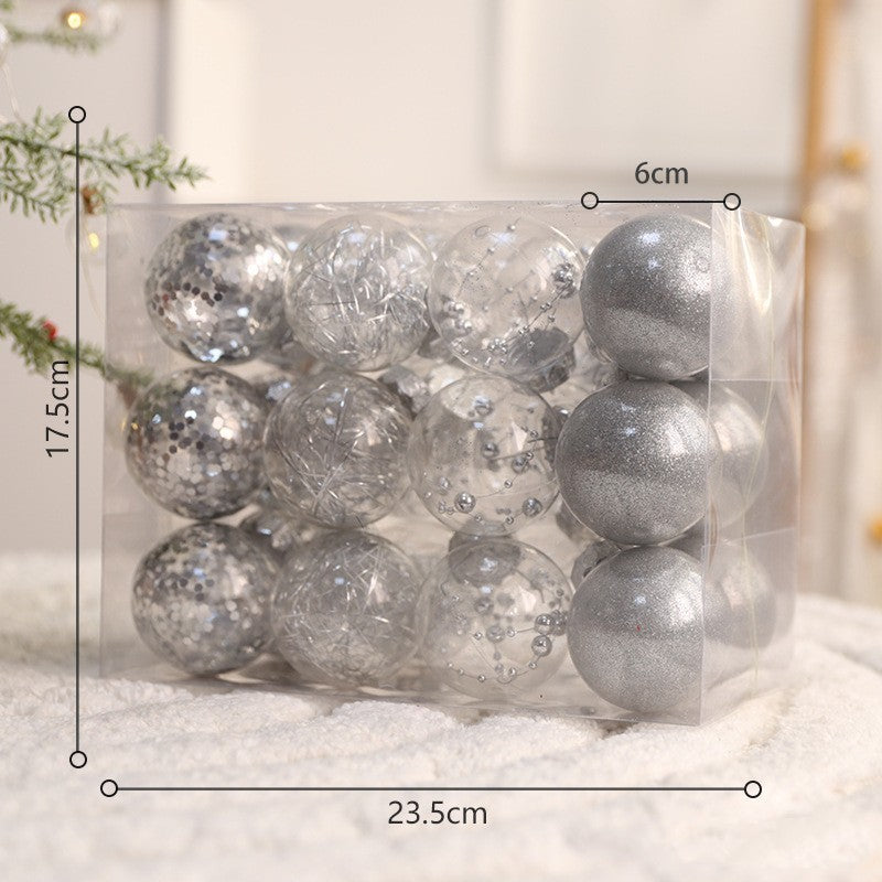 Set de bolas navideñas de plástico PC en varios tamaños y combinaciones de colores para decoración de árbol
