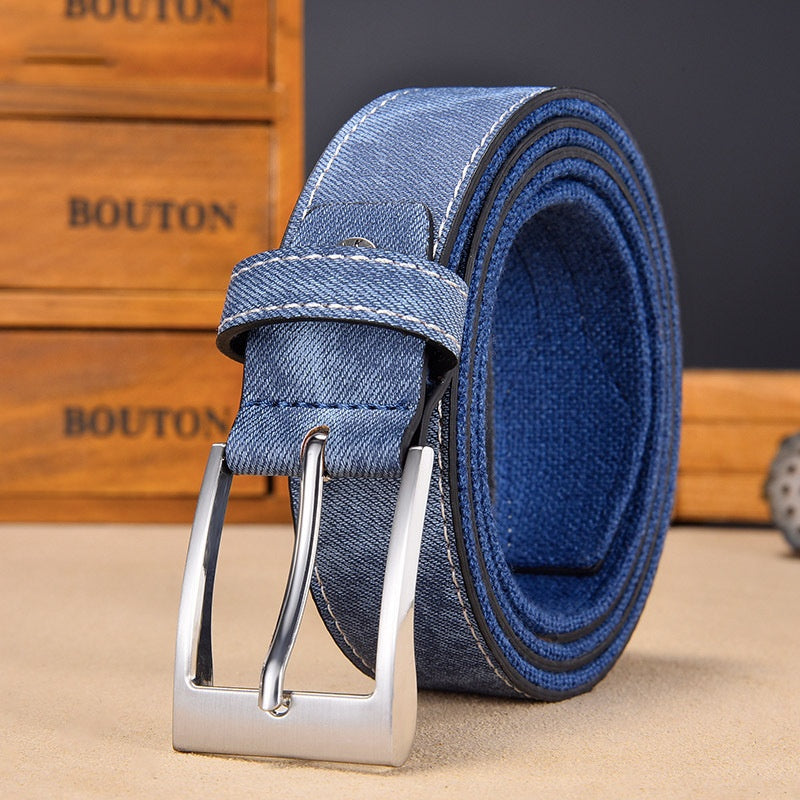 Cinturón de lona retro para hombre – estilo casual con hebilla metálica