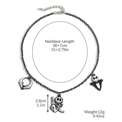 Collar Halloween con Colgante de Murciélago, Calabaza, Fantasma y Araña – Aleación de Zinc Galvanizada