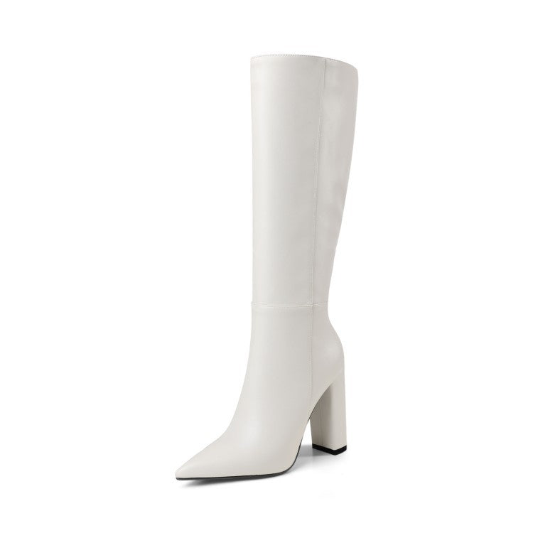 Botas de Tacón Grueso con Punta para Mujer – Otoño e Invierno
