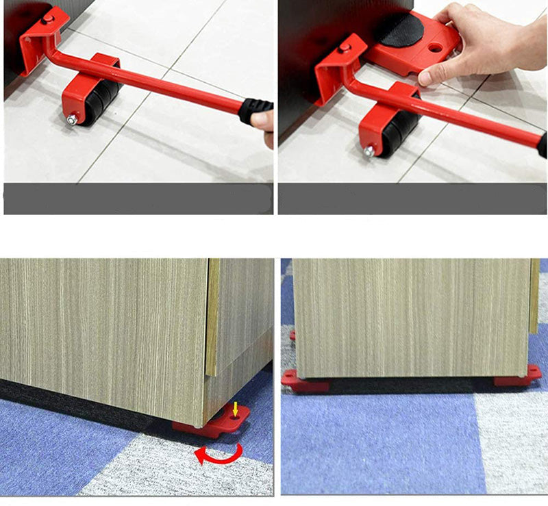 Herramienta profesional para mover muebles – Kit de transporte con palanca y ruedas