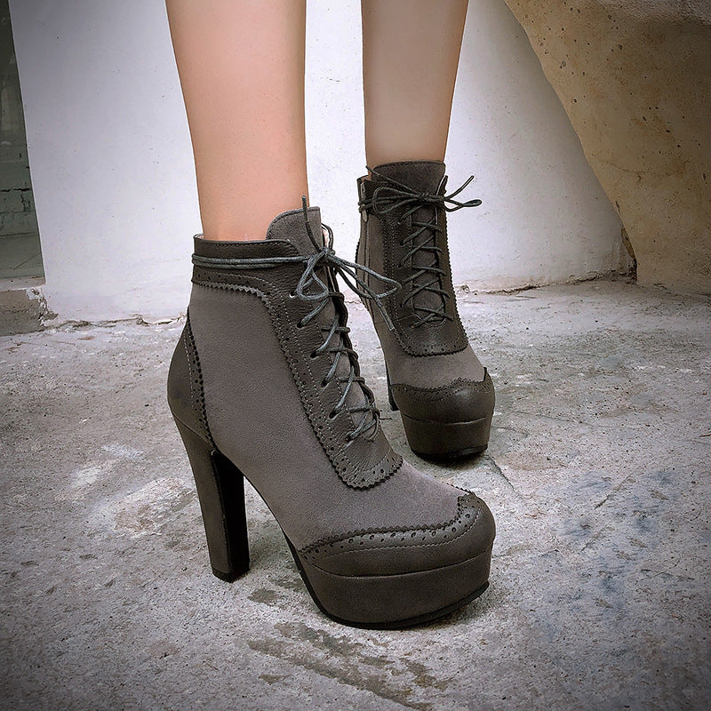Botas Martin de PU con Tacón Ultra Alto y Punta Redonda para Mujer
