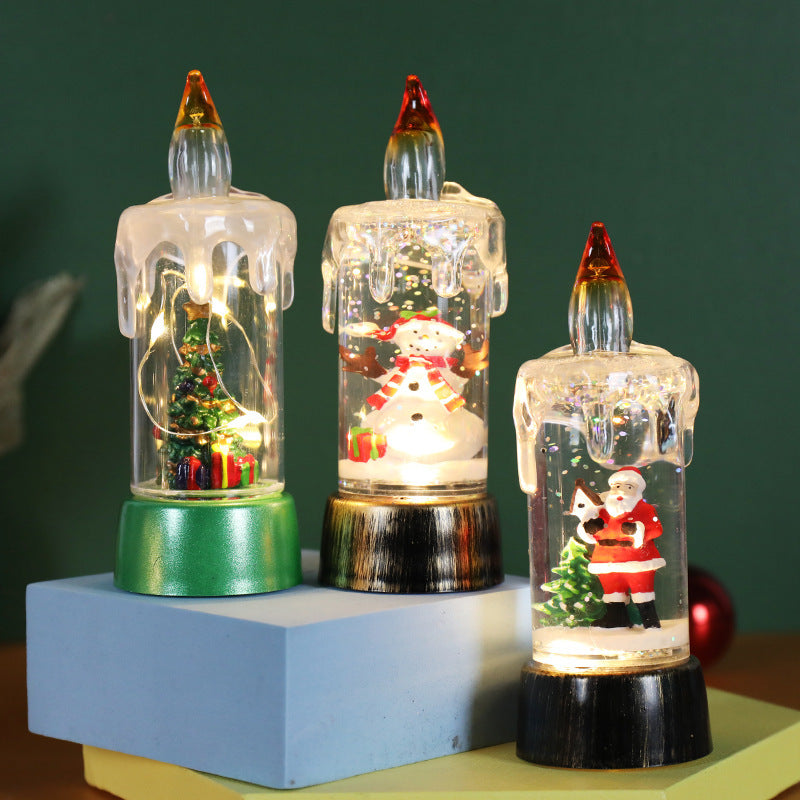 Adorno navideño LED cálido de plástico con diseño de árbol, muñeco de nieve o Papá Noel y luces de alambre de cobre para decoración interior
