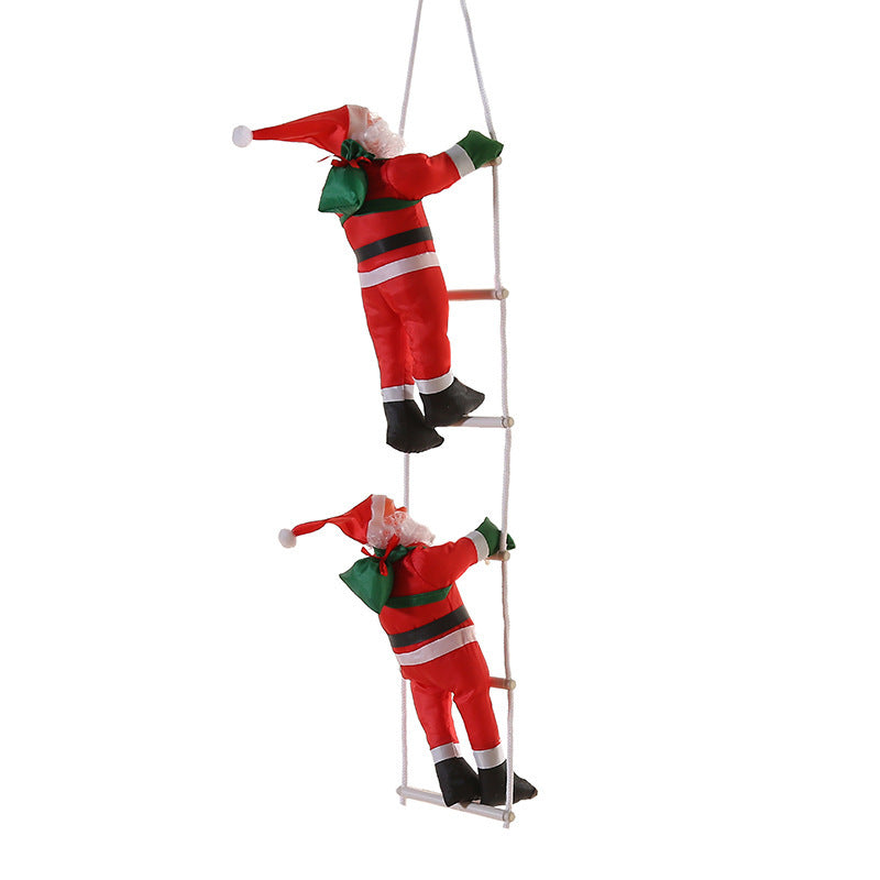 Adorno navideño colgante de Papá Noel ascendiendo por una escalera en varios tamaños para decoración interior y exterior protegida