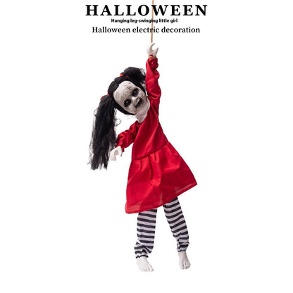 Fantasma Colgante “Niña Roja” – Decoración de Halloween con Brazos Móviles