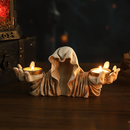 Candelabro Decorativo Gato Mágico – Adorno de Mesa en Resina para Halloween