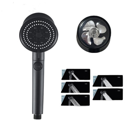 cabezal de ducha turbo con turbina de alta presión y luz LED multicolor para baño doméstico