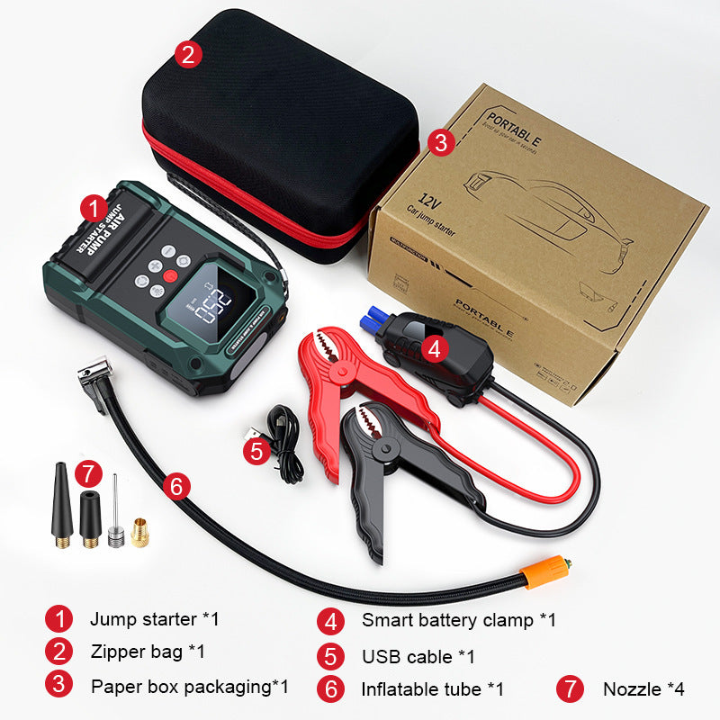 Inflador y arrancador de emergencia portátil S400 – Batería 21800 mAh con compresor y linterna LED