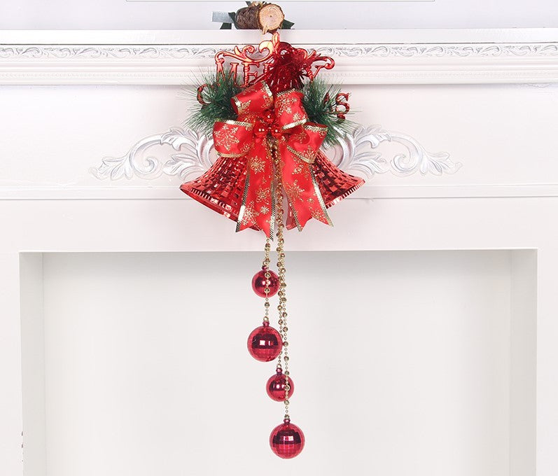 campana navideña decorativa de cartón perlado con diseño clásico para colgar en árbol, puertas o ventanas