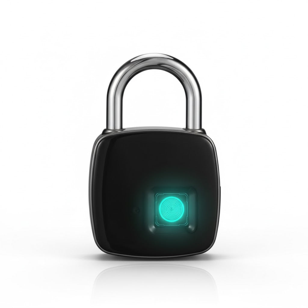 candado inteligente con sensor biométrico de huella dactilar IP65 en aleación metálica anticorrosiva con batería recargable