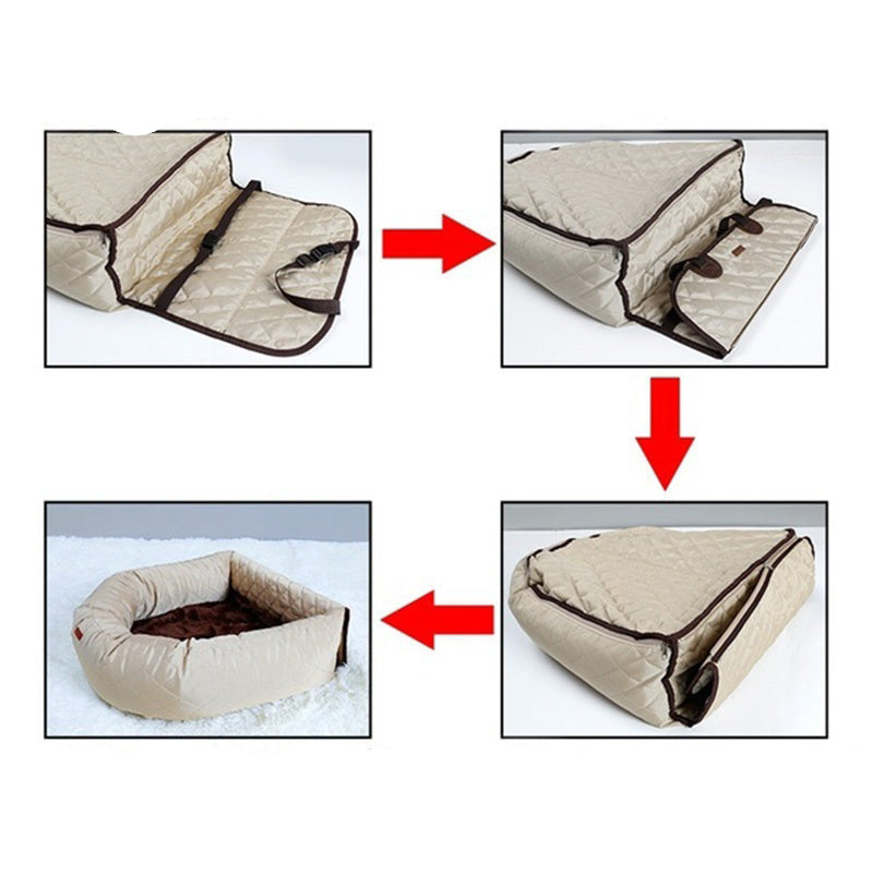 Cama transportadora 2 en 1 para mascotas – Asiento de coche plegable e impermeable
