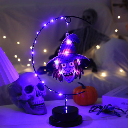 Lámpara Decorativa de Bruja en Hierro Forjado – Luz LED de Halloween