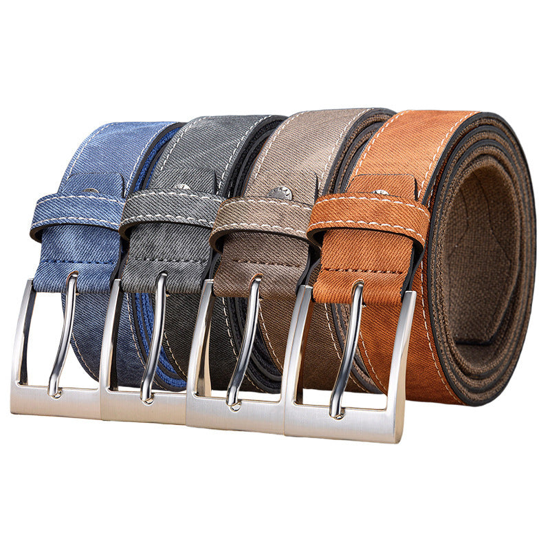 Cinturón de lona retro para hombre – estilo casual con hebilla metálica