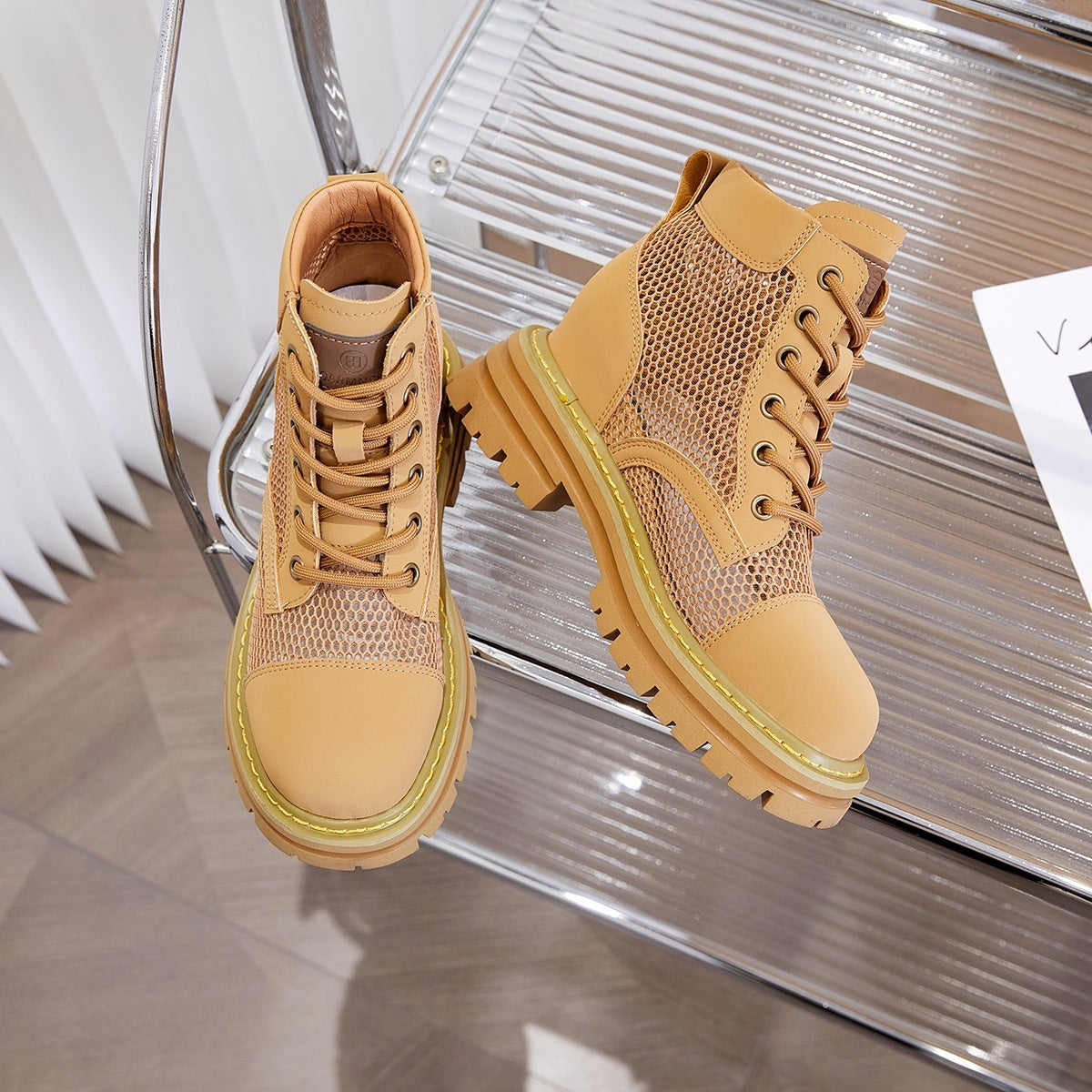 Botas Martin de Cuero Genuino con Plataforma Elevadora para Mujer