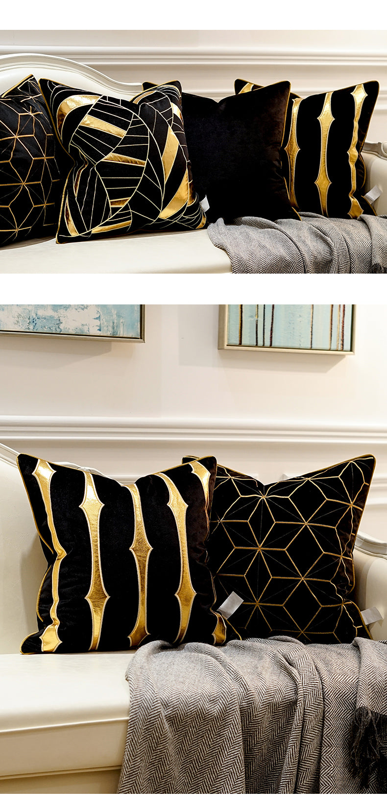 cojín decorativo moderno de terciopelo con bordado premium y relleno de algodón PP para sofá o cama