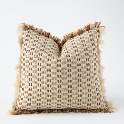 cojín decorativo tejido estilo vintage de 45×45 cm con relleno de algodón PP y textura artesanal para sofá o cama