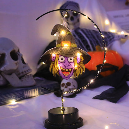 Lámpara Decorativa de Bruja en Hierro Forjado – Luz LED de Halloween