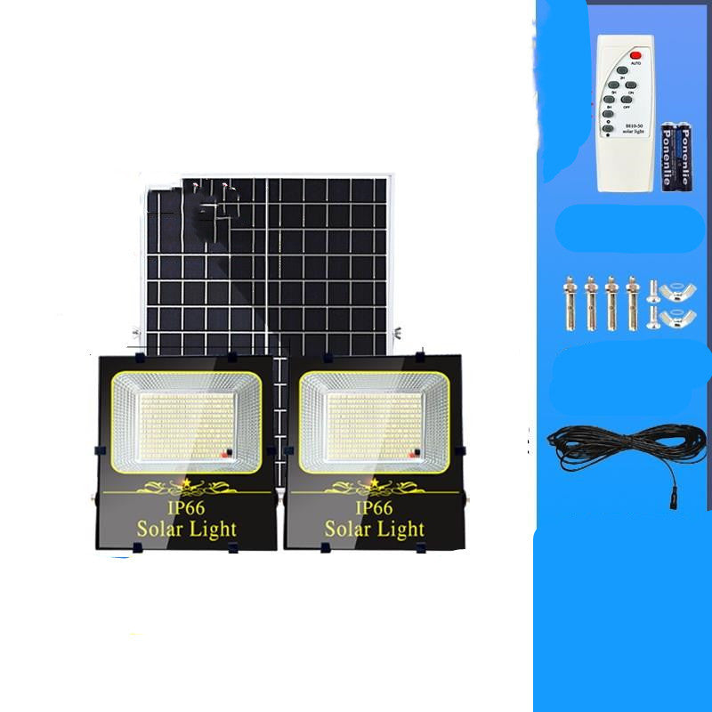 Luz Solar Exterior Industrial IP66 – Foco Impermeable con Control Remoto y Panel Solar