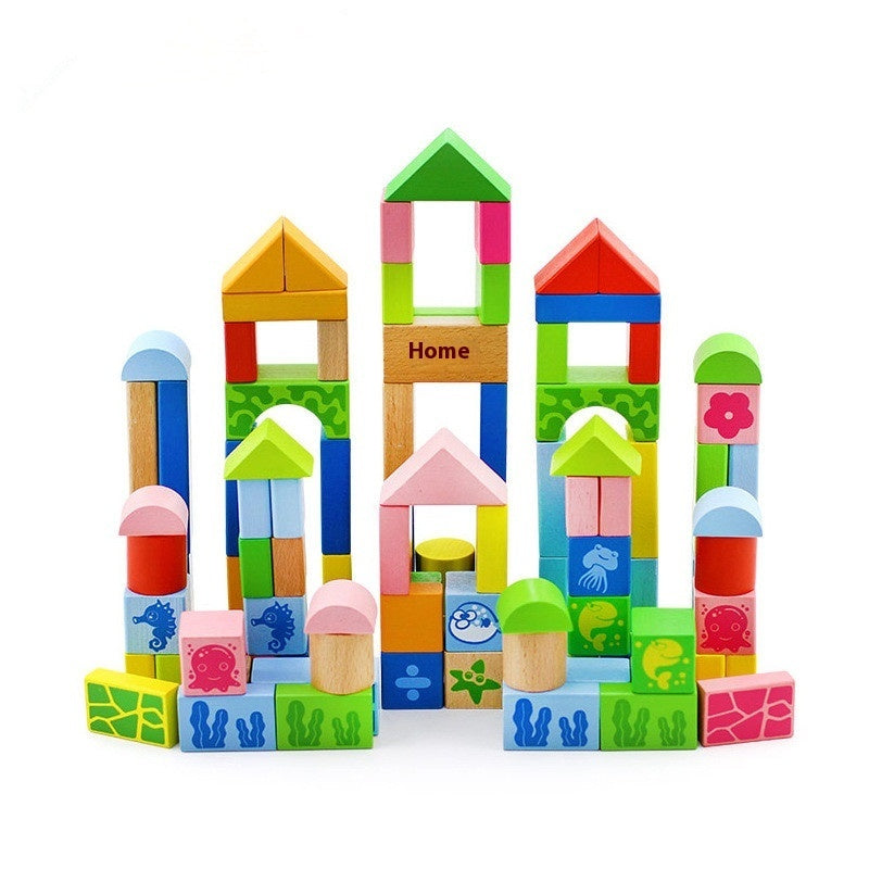 Bloques de Construcción Educativos “Ocean 100” – Juguete Montessori de Madera