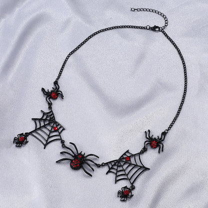 Collar de Araña y Telaraña – Aleación Galvanizada Estilo Gótico y Halloween