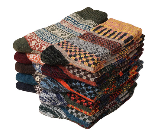 Calcetines retro de invierno para hombre – Pack de 5 o 10 pares estilo vintage