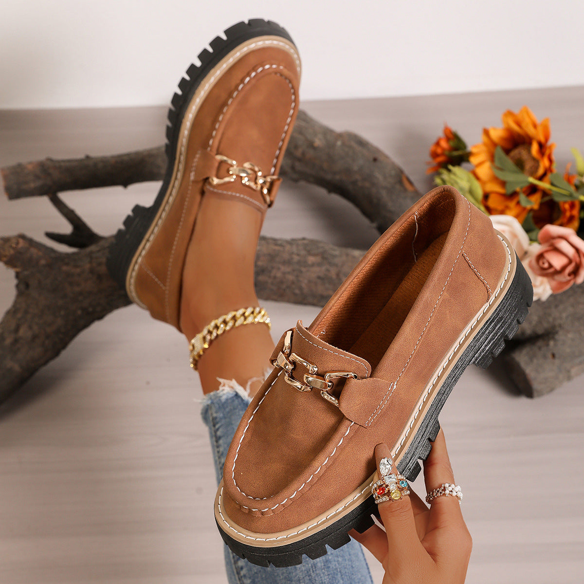 Mocasines de Plataforma Baja para Mujer en Tallas Grandes