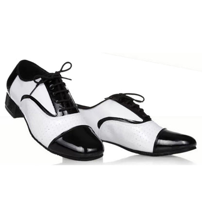 Zapatos de Baile Latino para Hombre en Cuero Blanco y Negro – Entrenamiento y Escenario