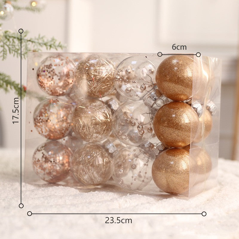 Set de bolas navideñas de plástico PC en varios tamaños y combinaciones de colores para decoración de árbol
