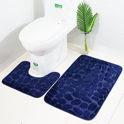Set combinado de alfombra y cortina de baño — Estilo moderno y práctico