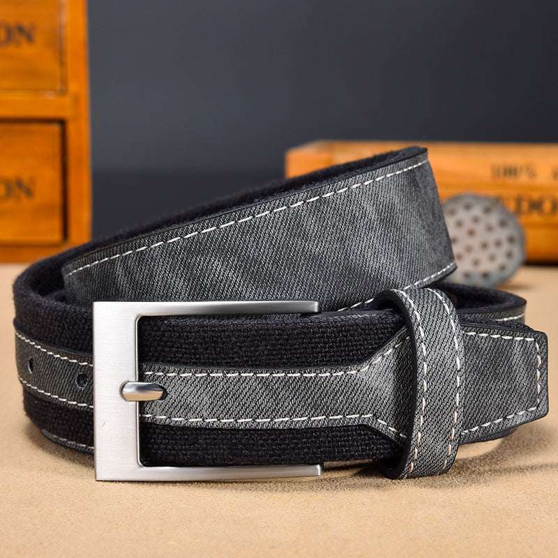 Cinturón de lona retro para hombre – estilo casual con hebilla metálica