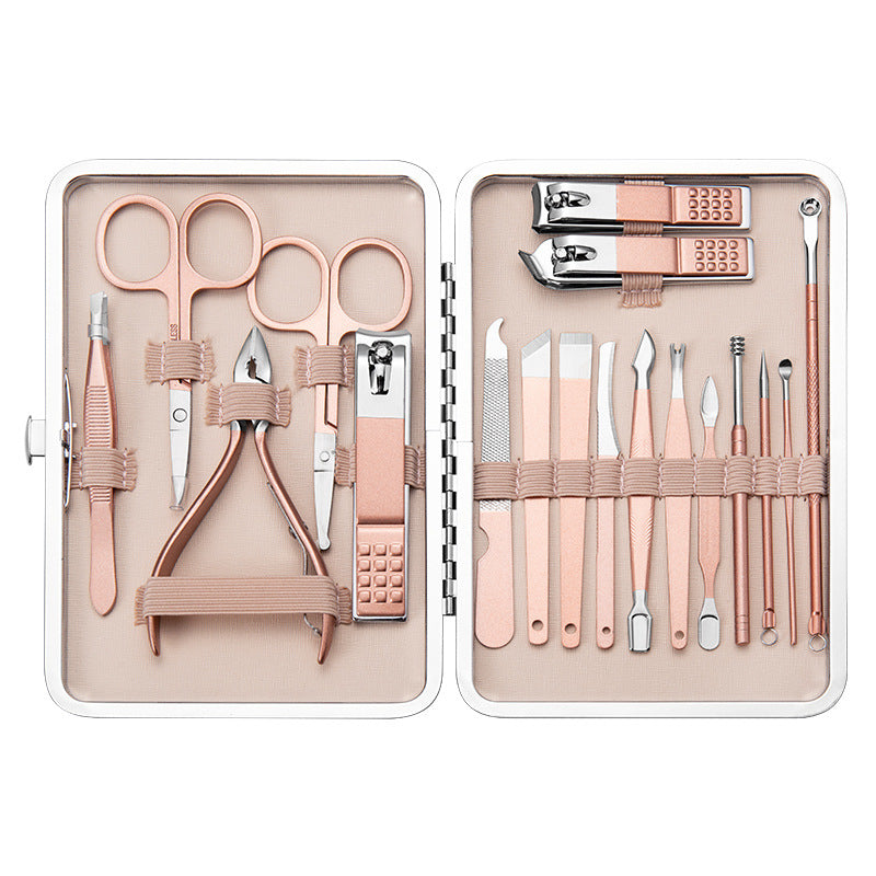 Set Profesional de Manicura y Pedicura en Acero Inoxidable con Estuche de Cuero