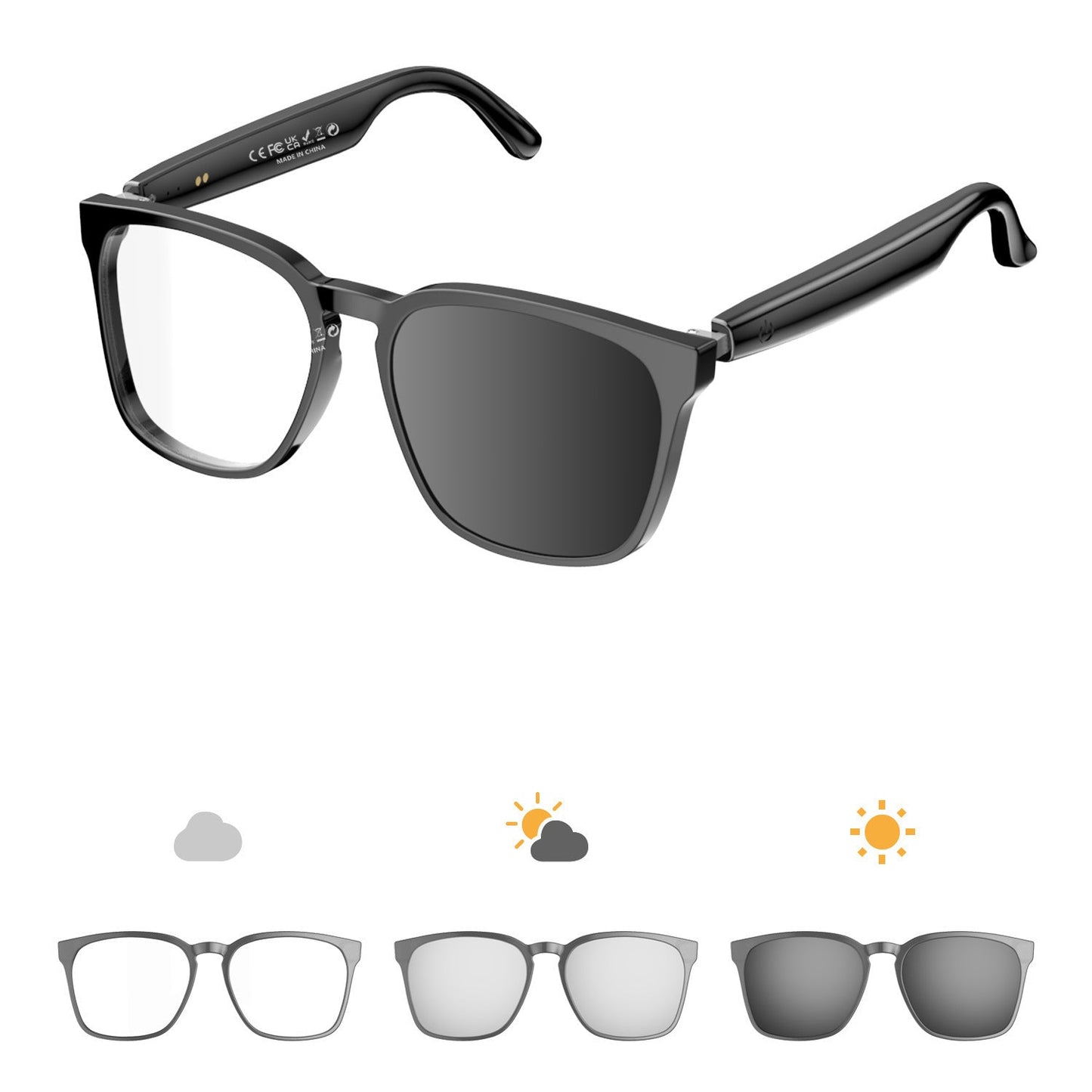 gafas inteligentes con traducción por voz en tiempo real lentes fotocromáticas y conectividad Bluetooth con carga magnética