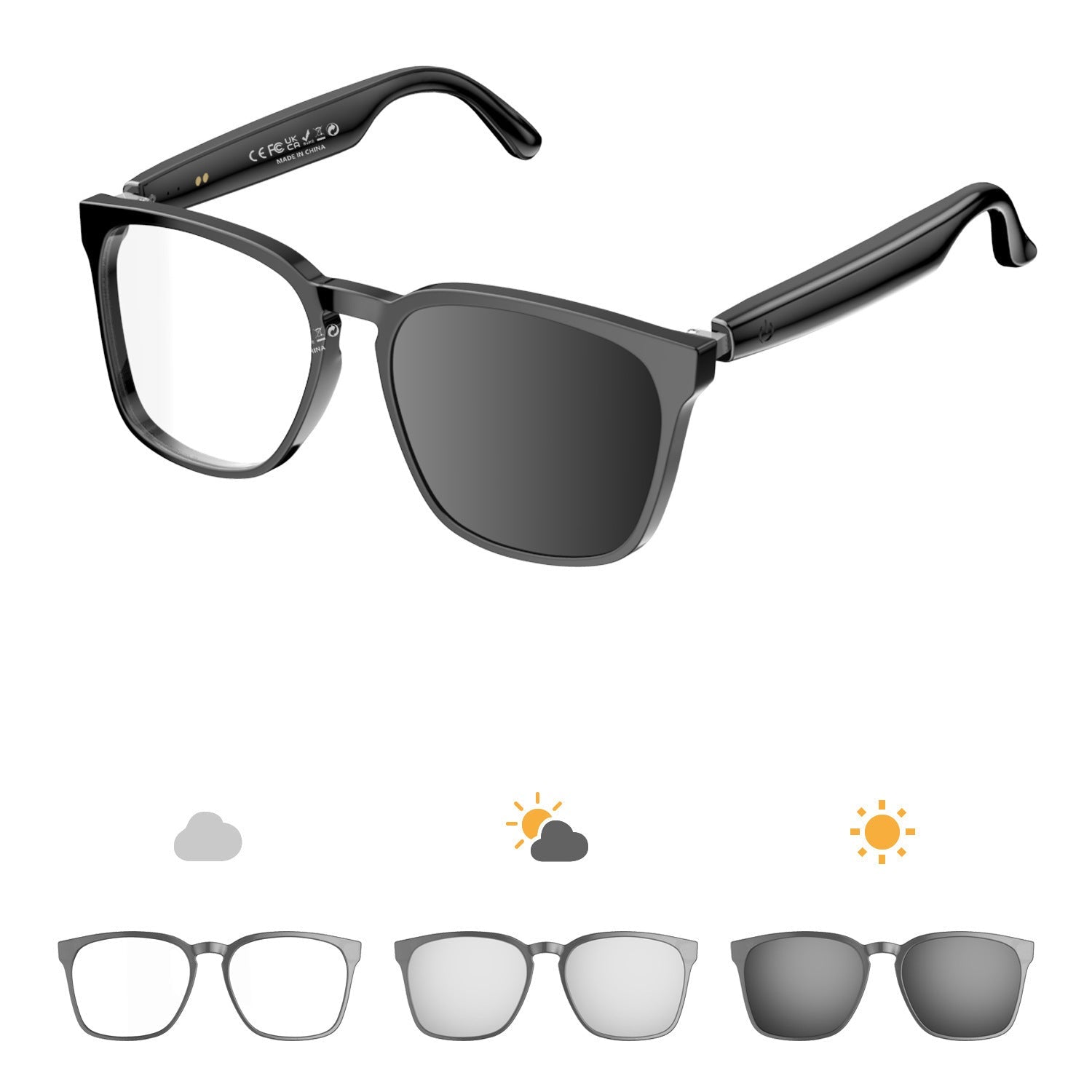 gafas inteligentes con traducción por voz en tiempo real lentes fotocromáticas y conectividad Bluetooth con carga magnética