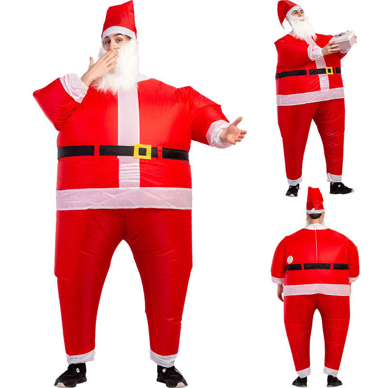 disfraz inflable de Papá Noel para adulto en poliéster impermeable con ventilador USB y ajuste para 150-190 cm