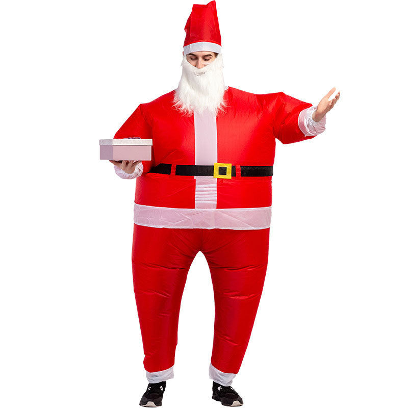disfraz inflable de Papá Noel para adulto en poliéster impermeable con ventilador USB y ajuste para 150-190 cm
