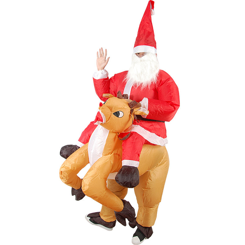 disfraz inflable de Papá Noel para adulto en poliéster impermeable con ventilador USB y ajuste para 150-190 cm