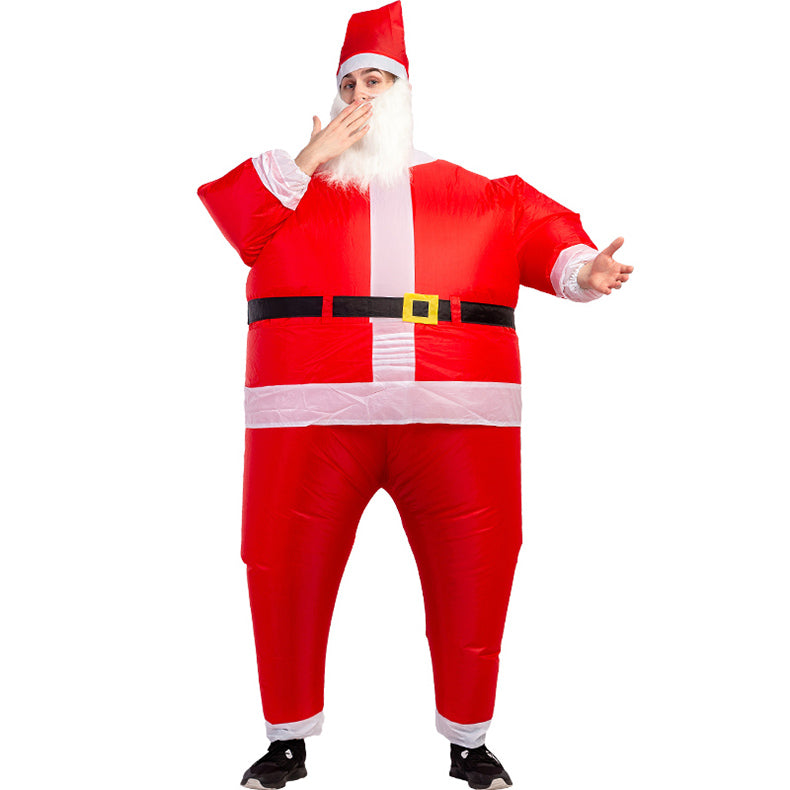 disfraz inflable de Papá Noel para adulto en poliéster impermeable con ventilador USB y ajuste para 150-190 cm
