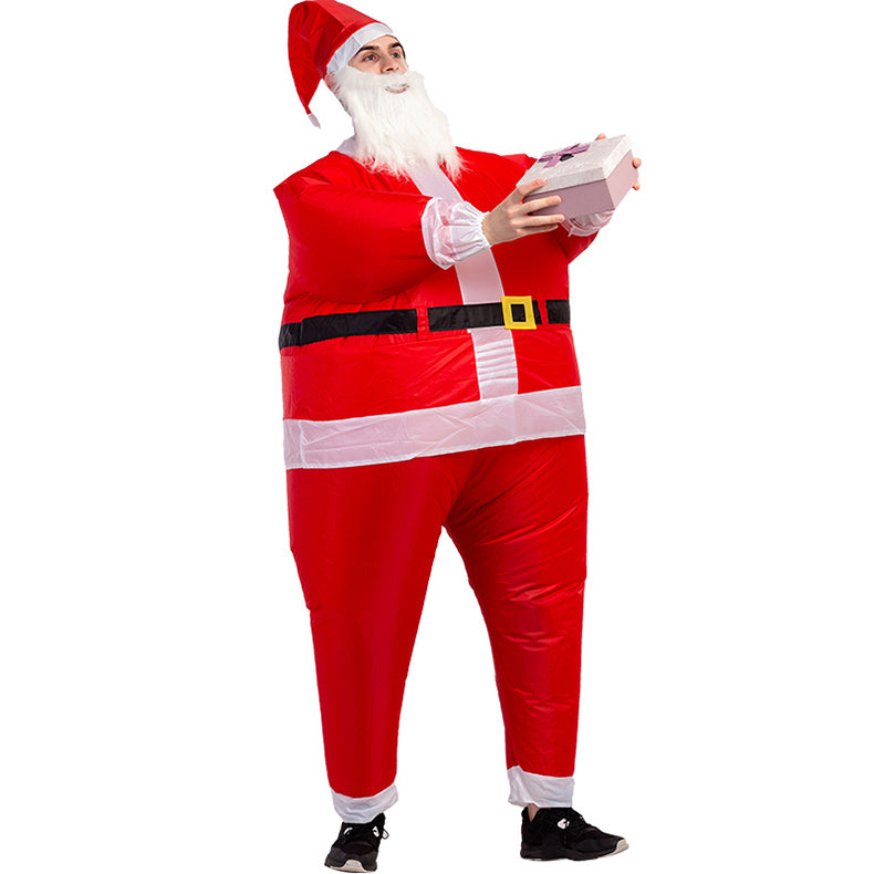 disfraz inflable de Papá Noel para adulto en poliéster impermeable con ventilador USB y ajuste para 150-190 cm