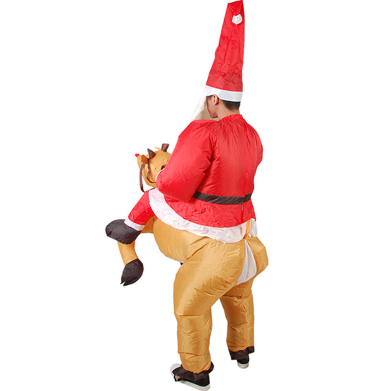 disfraz inflable de Papá Noel para adulto en poliéster impermeable con ventilador USB y ajuste para 150-190 cm