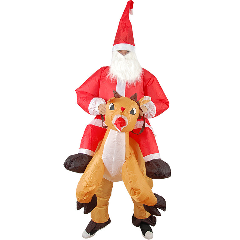 disfraz inflable de Papá Noel para adulto en poliéster impermeable con ventilador USB y ajuste para 150-190 cm