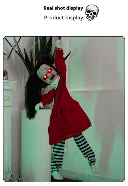 Fantasma Colgante “Niña Roja” – Decoración de Halloween con Brazos Móviles